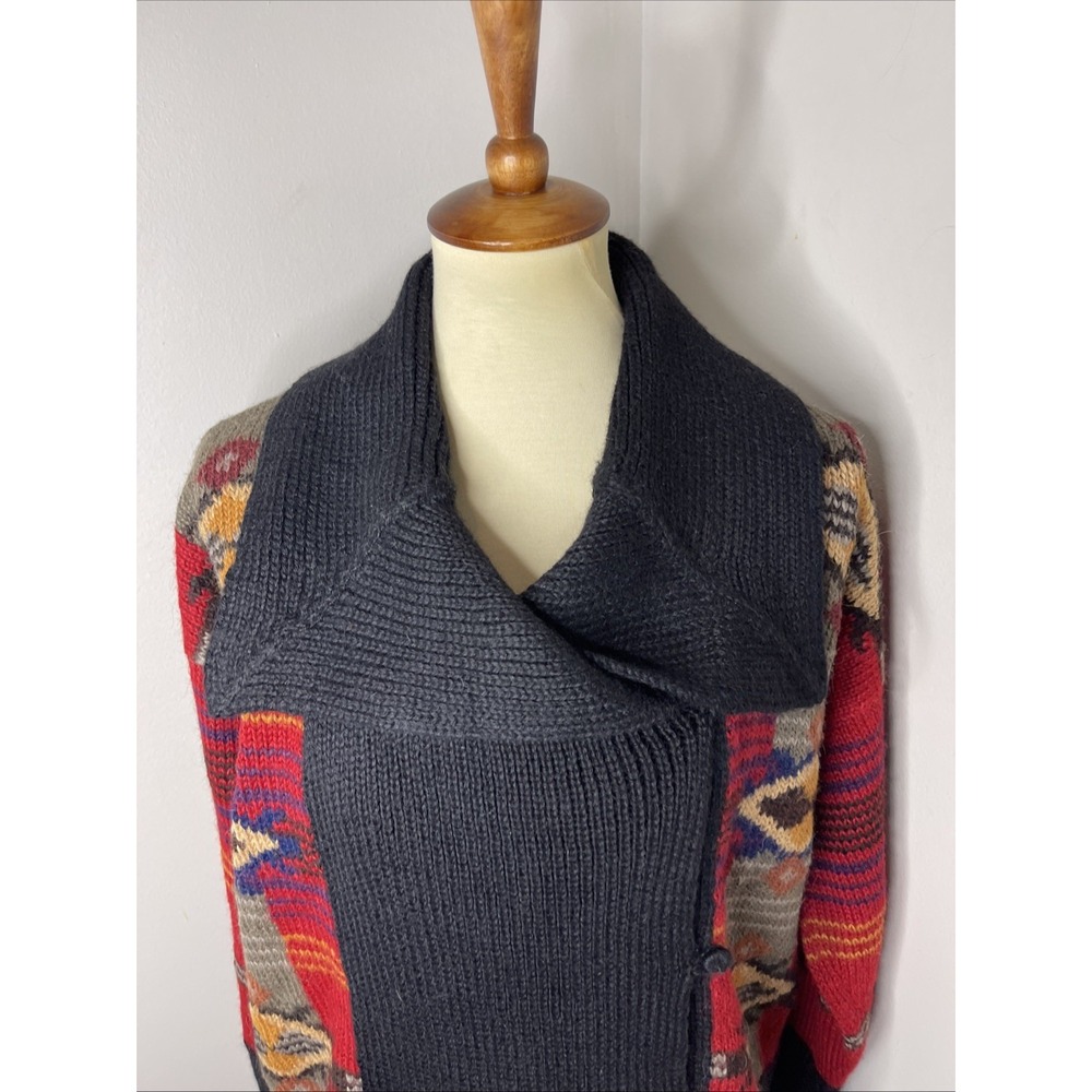 Vintage‎ Peruvian Connection Alpaca Knit Aztec Chunky Cardigan Sweater Large L - Picture 6 of 8